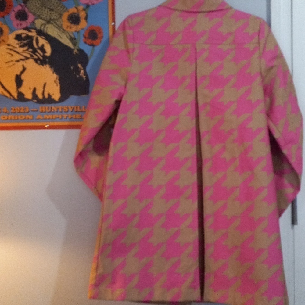 Isaac Mizrahi Target 20th Anniversary Collection Pink & Tan Houndstooth Trench - Picture 9 of 16